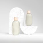 Minimal skincare bottle on neutral background